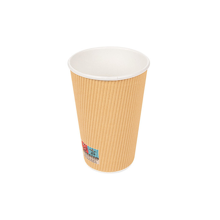 Gobelet en carton 16 oz 450 ml double paroi ondulé brun - 500 pcs|Gobelets|pkgfood