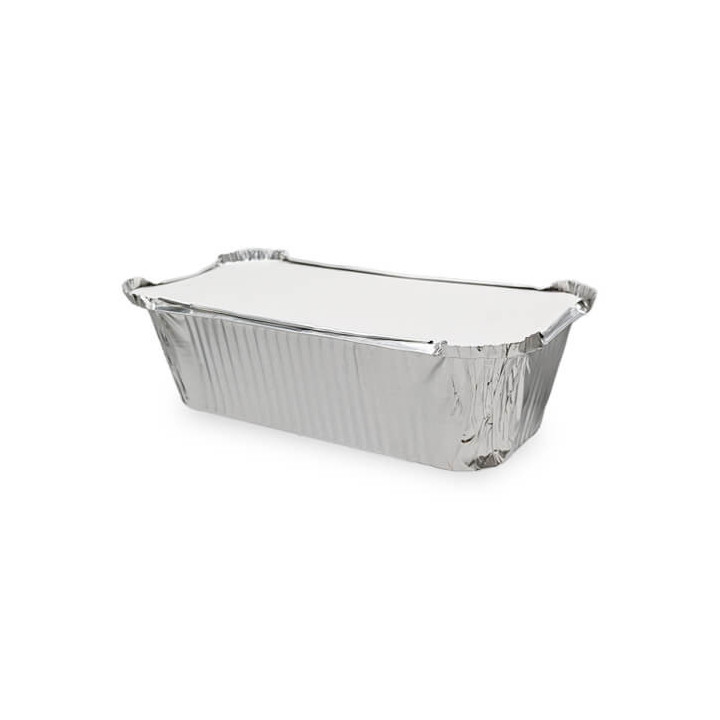 Barquette en aluminium avec couvercle en carton blanc 1500 ml - 400 pcs|Barquettes|pkgfood