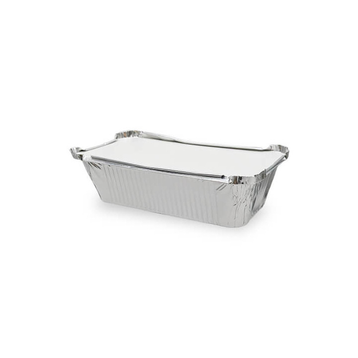 Barquette en aluminium avec couvercle en carton blanc 685 ml - 1 000 pcs|Barquettes|pkgfood
