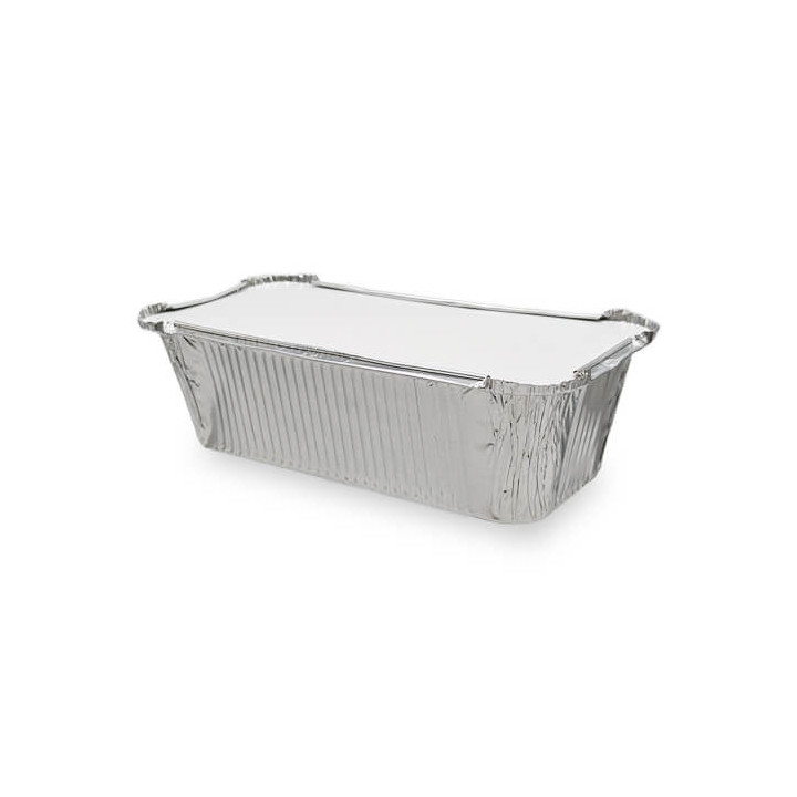 Barquette en aluminium avec couvercle en carton blanc 1000 ml - 600 pcs|Barquettes|pkgfood