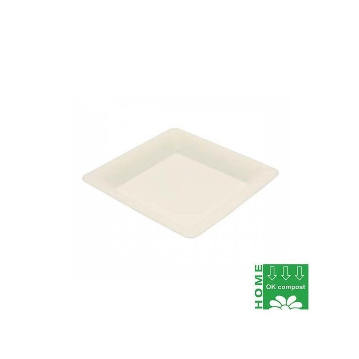 Assiette carrée en pulpe de canne à sucre 20x20 cm - 1 000 pcs|Assiettes jetables|pkgfood