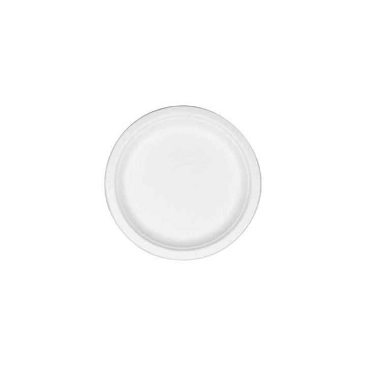 Assiette ronde en canne à sucre Ø 220 mm - 500 pcs|Assiettes jetables|pkgfood