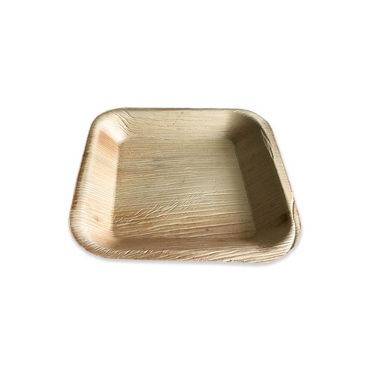 Assiette carrée en feuille de palmier 17x17 cm - 25 pcs|Assiettes jetables|pkgfood