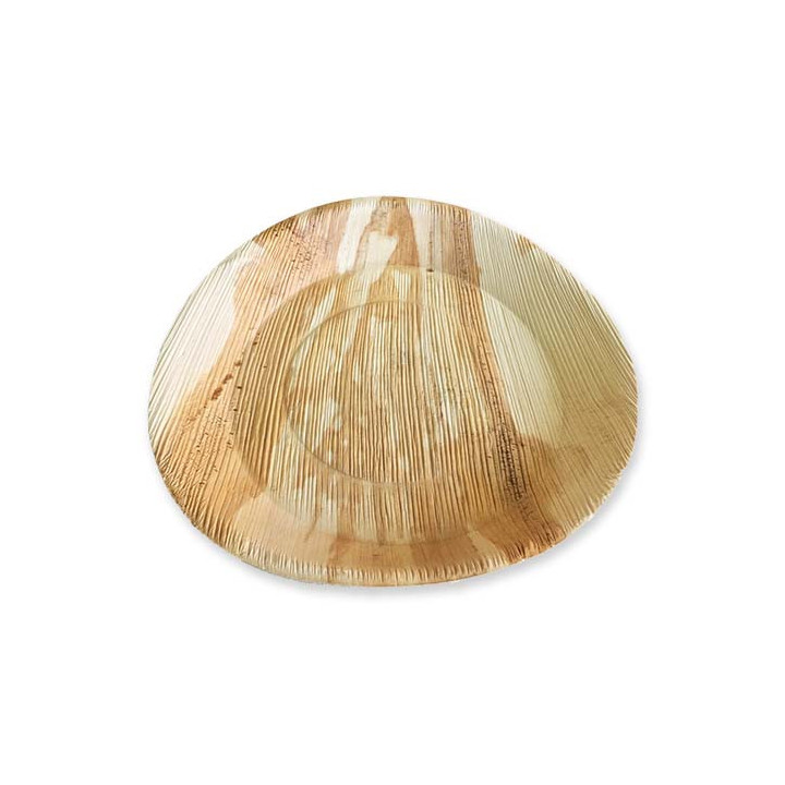 Assiette ronde en feuille de palmier Ø 24 cm - 25 pcs|Assiettes jetables|pkgfood