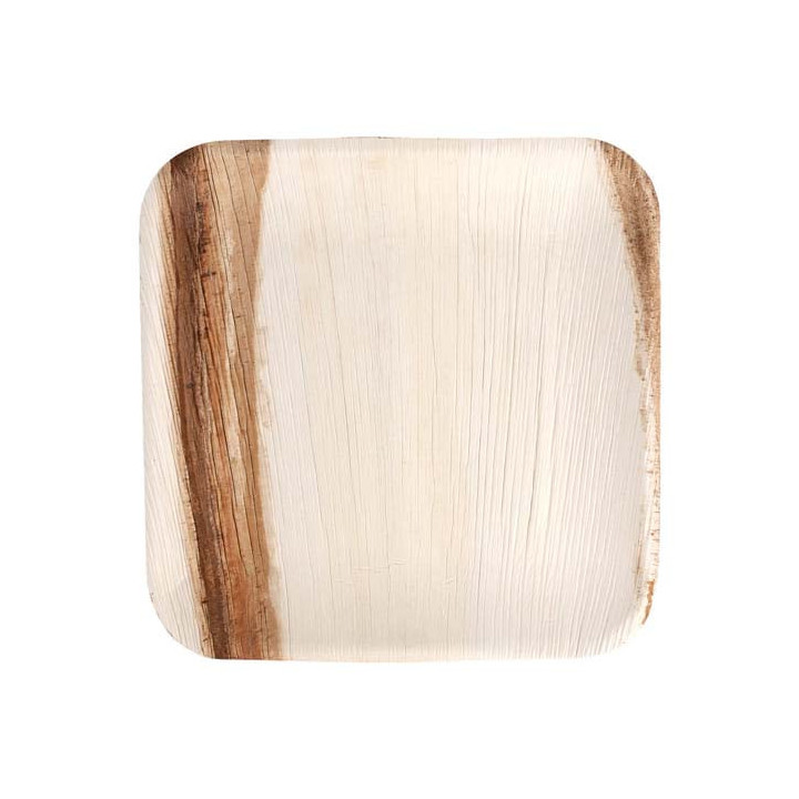 Assiette carrée en feuille de palmier 24x24 cm - 25 pcs|Assiettes jetables|pkgfood