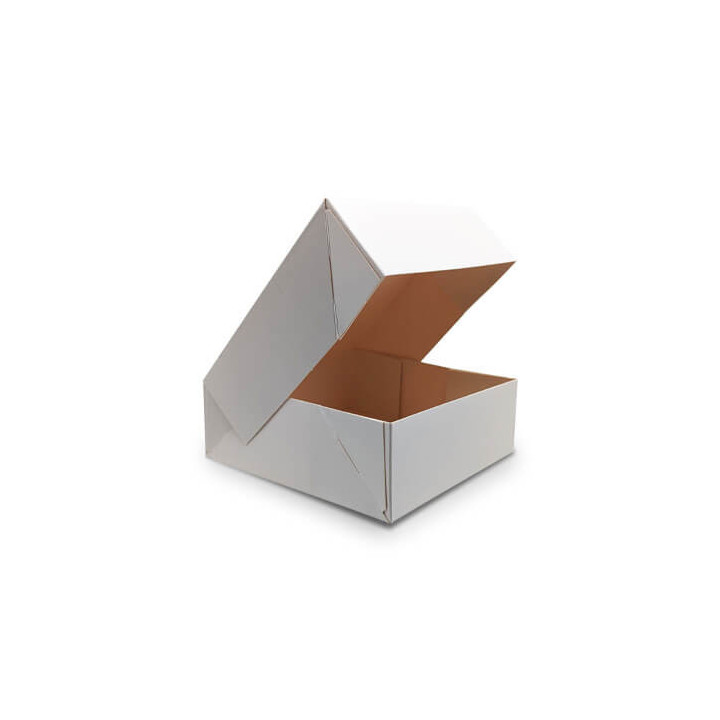 Boîte pâtissière blanche 14x14x5 cm - 50 pcs|Boîtes à emporter|pkgfood
