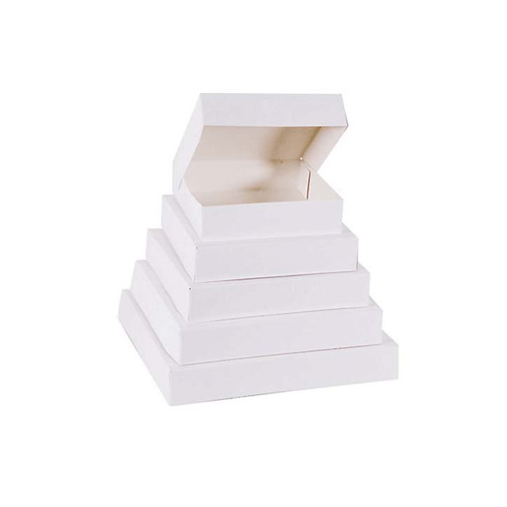 Boîte pâtissière carré en carton blanc 26x26x10 cm - 25 pcs|Boîtes à emporter|pkgfood