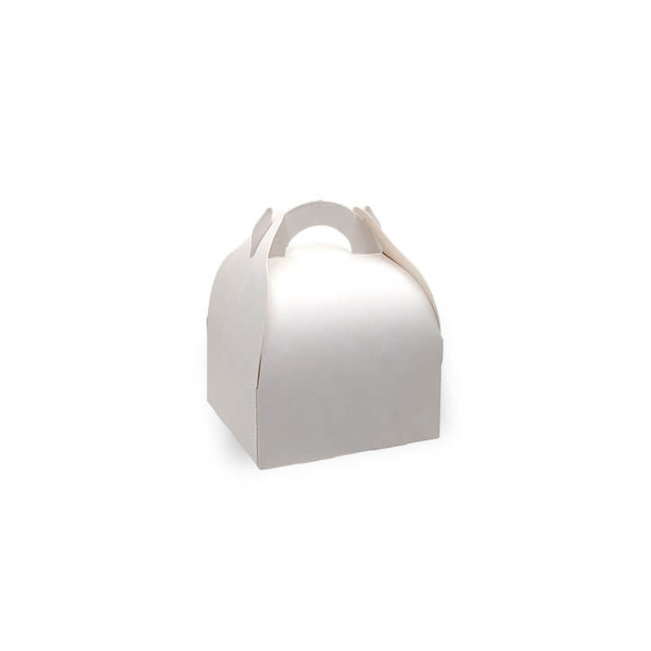 Boîte pâtissière blanche avec poignées 10,5 x 10,5 x 5,5 cm - 50 pcs|Boîtes à emporter|pkgfood