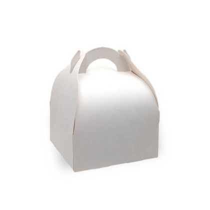 Boîte pâtissière blanche avec poignées 10,5 x 10,5 x 5,5 cm - 50 pcs