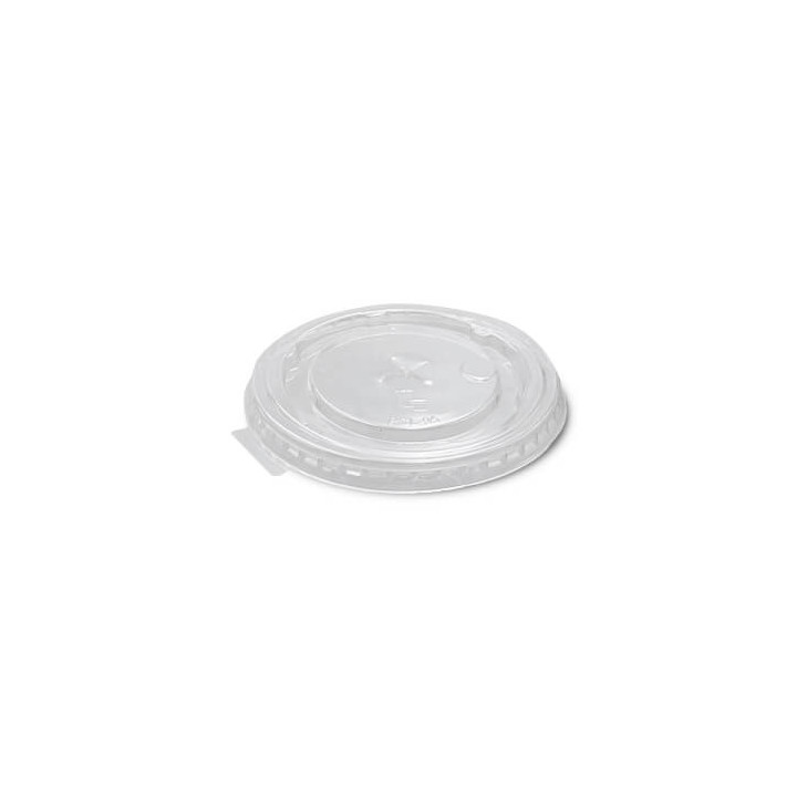 Couvercle RPET 95 mm plat transparent avec passage de paille PKG FOOD
