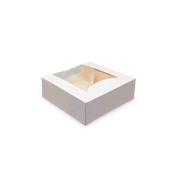Boîte pâtissière fenêtrée carrée 14x14x5 cm - 50 pcs|Boîtes à emporter|pkgfood