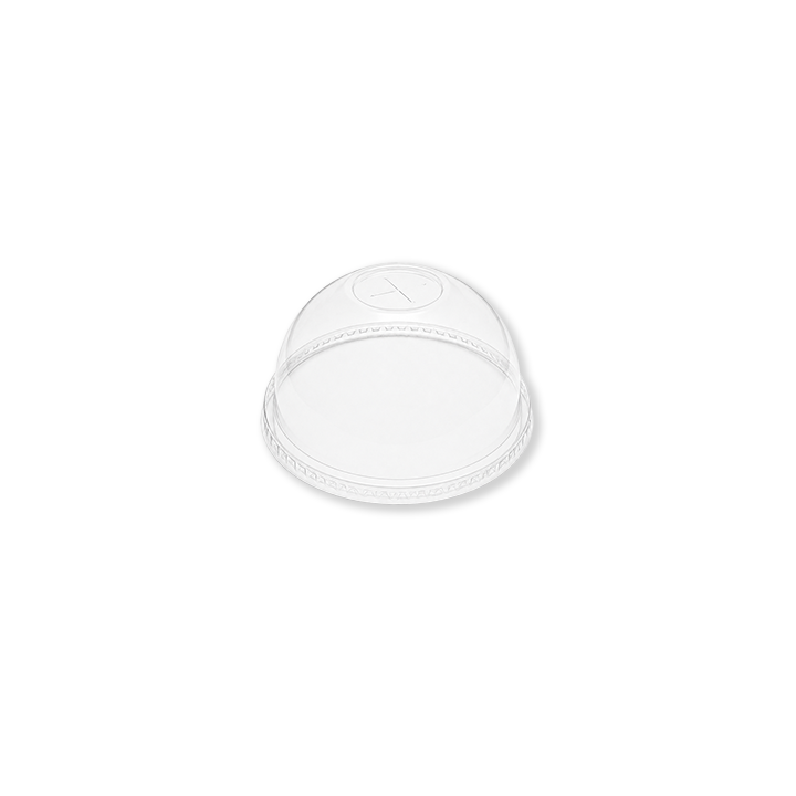 Couvercle dôme RPET transparent Ø 95 mm avec passage de paille PKG FOOD