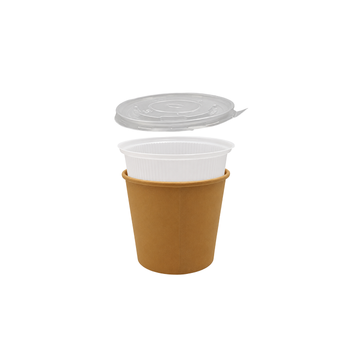 Pot à ramen kraft brun 1500 ml avec couvercle et insert PP – PKG FOOD