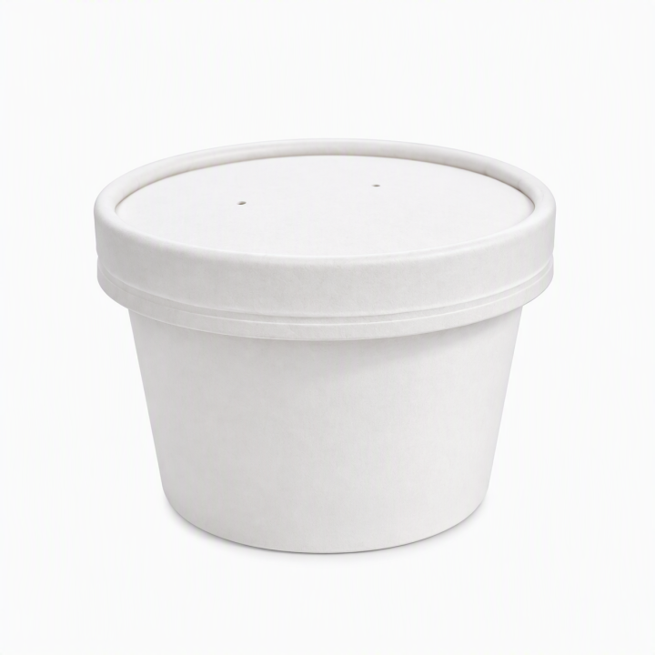 Pot à soupe carton blanc 250 ml avec couvercle PKG FOOD