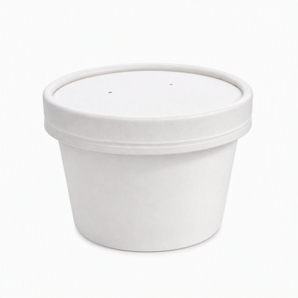 Pot à soupe carton blanc 250 ml avec couvercle PKG FOOD