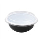 Bol Chirashi noir fond blanc 700 ml en PP + Couvercle plastique en PS- 300 pcs|Bols - Saladiers|pkgfood