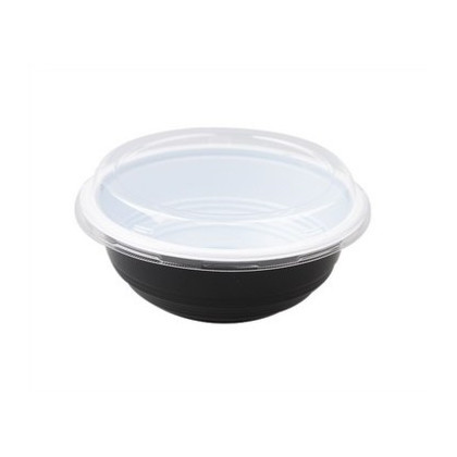 Bol Chirashi noir fond blanc 700 ml en PP + Couvercle plastique en PS- 300 pcs